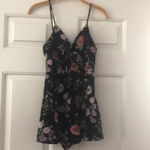 Black floral romper